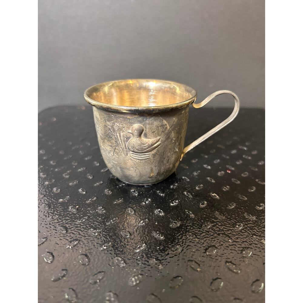 Silver-Plated Childs Mug with Duck